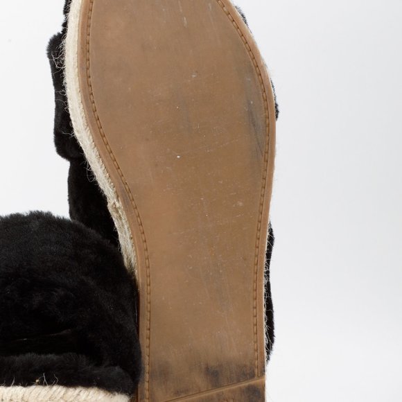 Miu Miu Black Shearling Crisscross Platform Slides - Picture 5 of 10